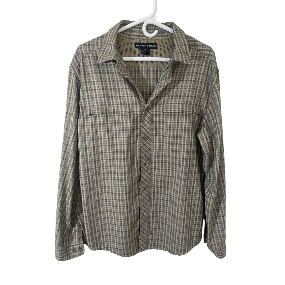 ExOfficio Shirt Mens Large Multicolor Plaid Button Down Outdoor Hiking Gorpcore